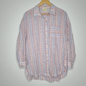 Maeve by Anthropologie Small Red White Blue Striped Polka Dot Women's Button Top